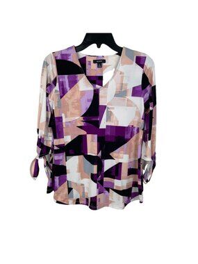 Alfani Women Pullover 3/4 Sleeve V Neck Top Blouse Size PS